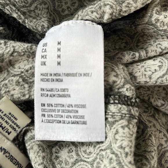 AMERICAN EAGLE Printed Bloomer Shorts Black White Fringed Elastic Drawstring M - Picture 7 of 10